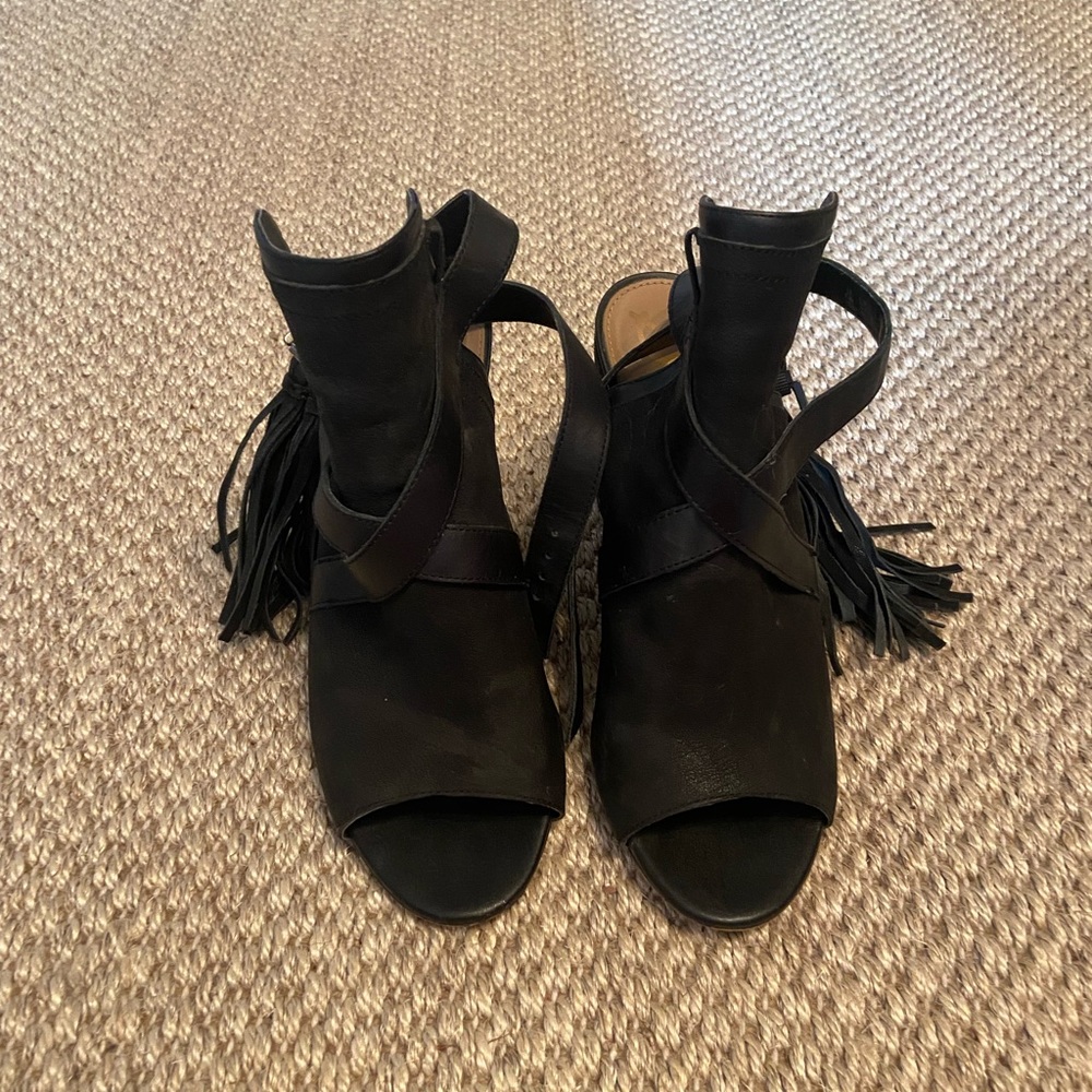 Sam Edelman Black Fringe Heels